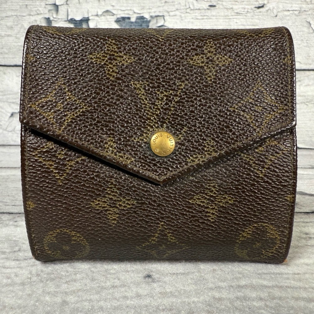 Louis Vuitton Portefeiulle Elise Trifold Wallet Monogram Canvas Leather